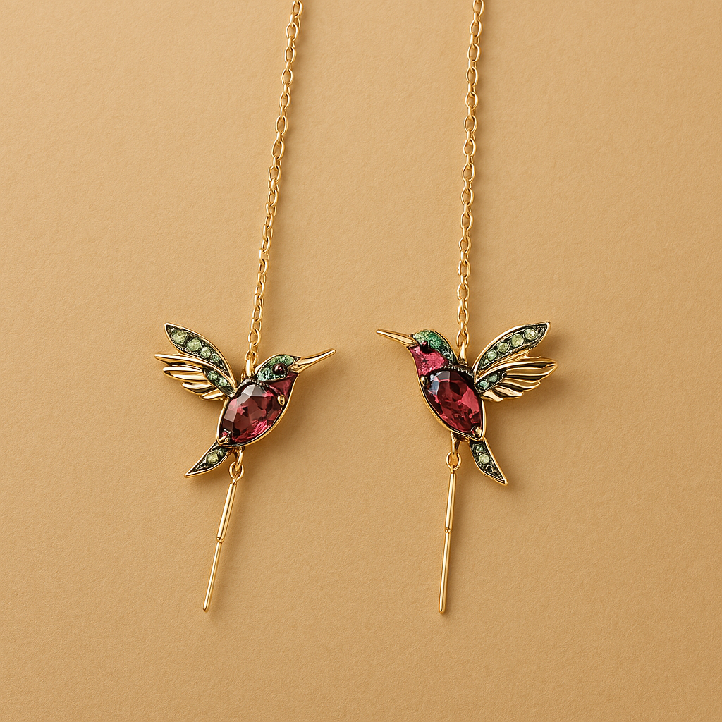 Brincos com Colibri em Esmalte e Zircónias