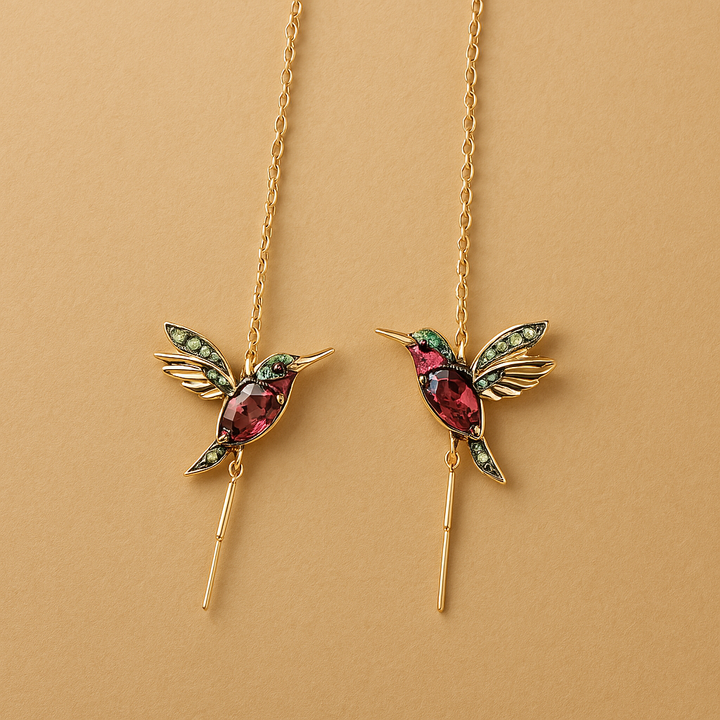 Brincos com Colibri em Esmalte e Zircónias
