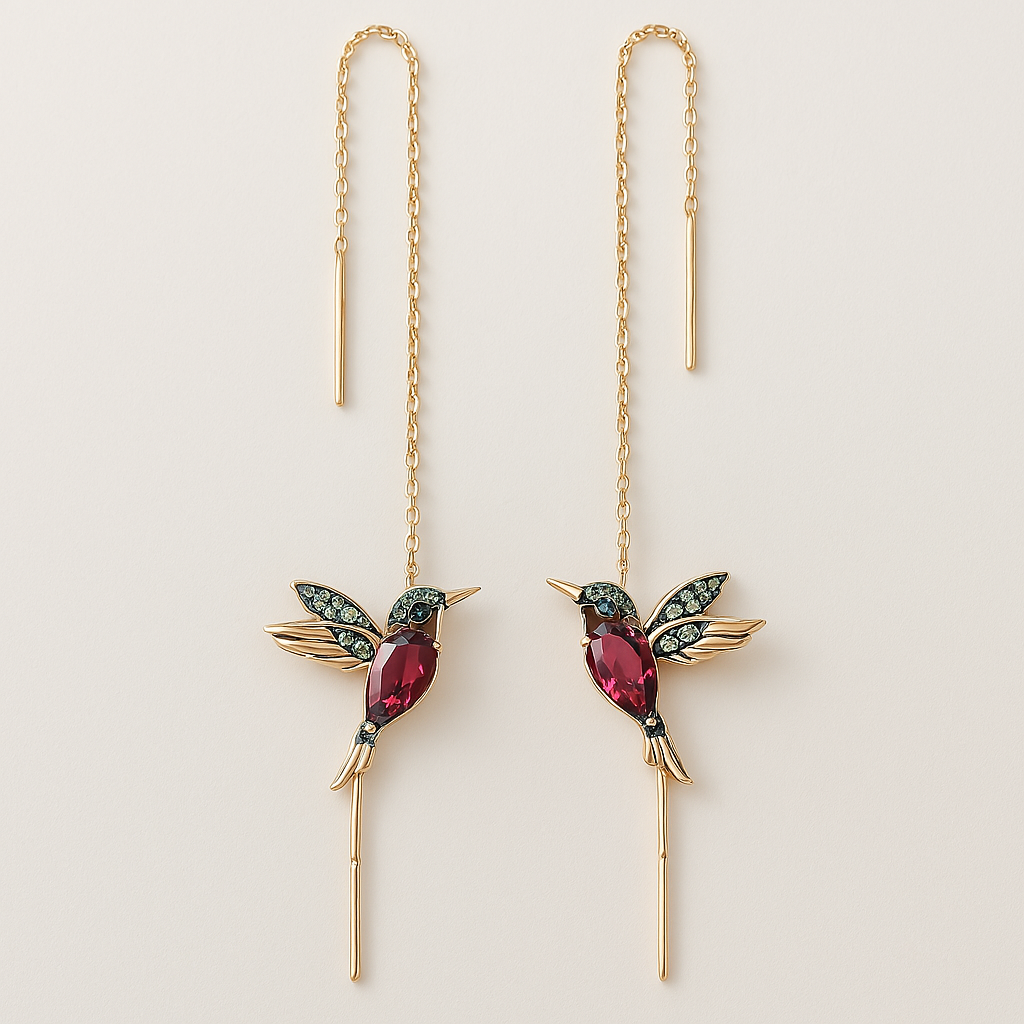 Brincos com Colibri em Esmalte e Zircónias