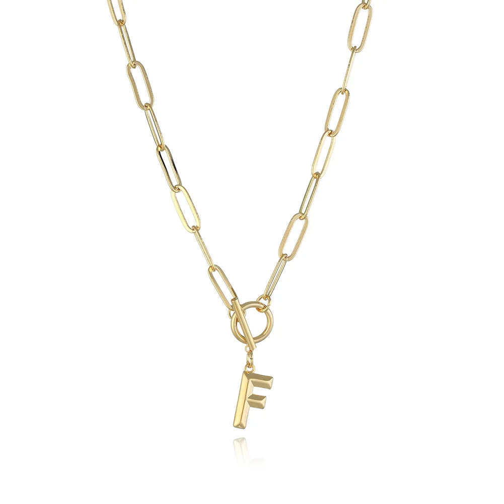 Colar com Inicial A–Z e Corrente Paperclip