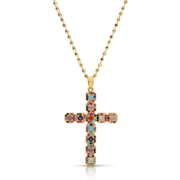 Colar com Cruz Cravejada