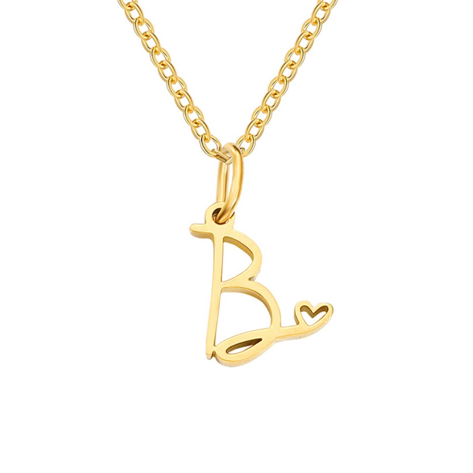 Colar Dourado com Coração e Letra