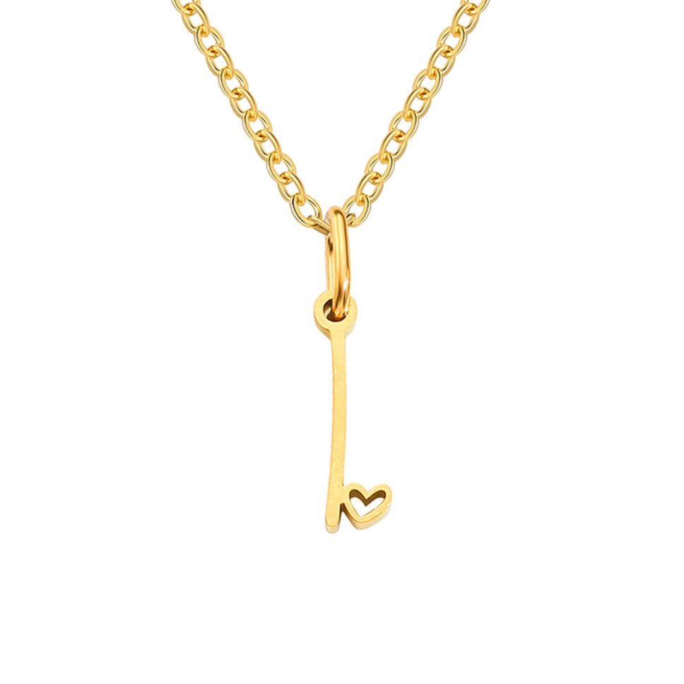 Colar Dourado com Coração e Letra
