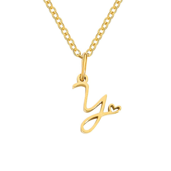 Colar Dourado com Coração e Letra