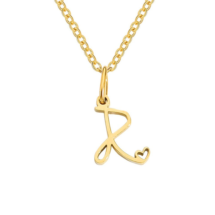 Colar Dourado com Coração e Letra