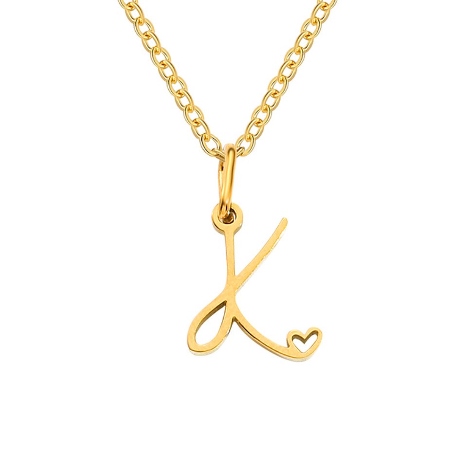 Colar Dourado com Coração e Letra