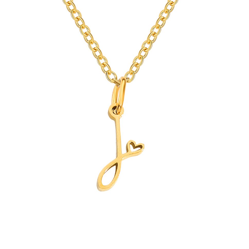 Colar Dourado com Coração e Letra