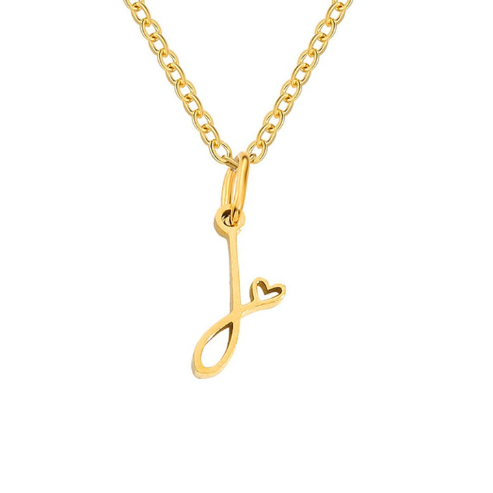 Colar Dourado com Coração e Letra