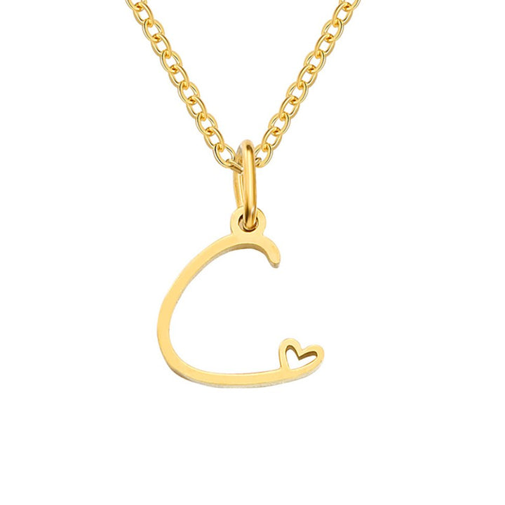 Colar Dourado com Coração e Letra