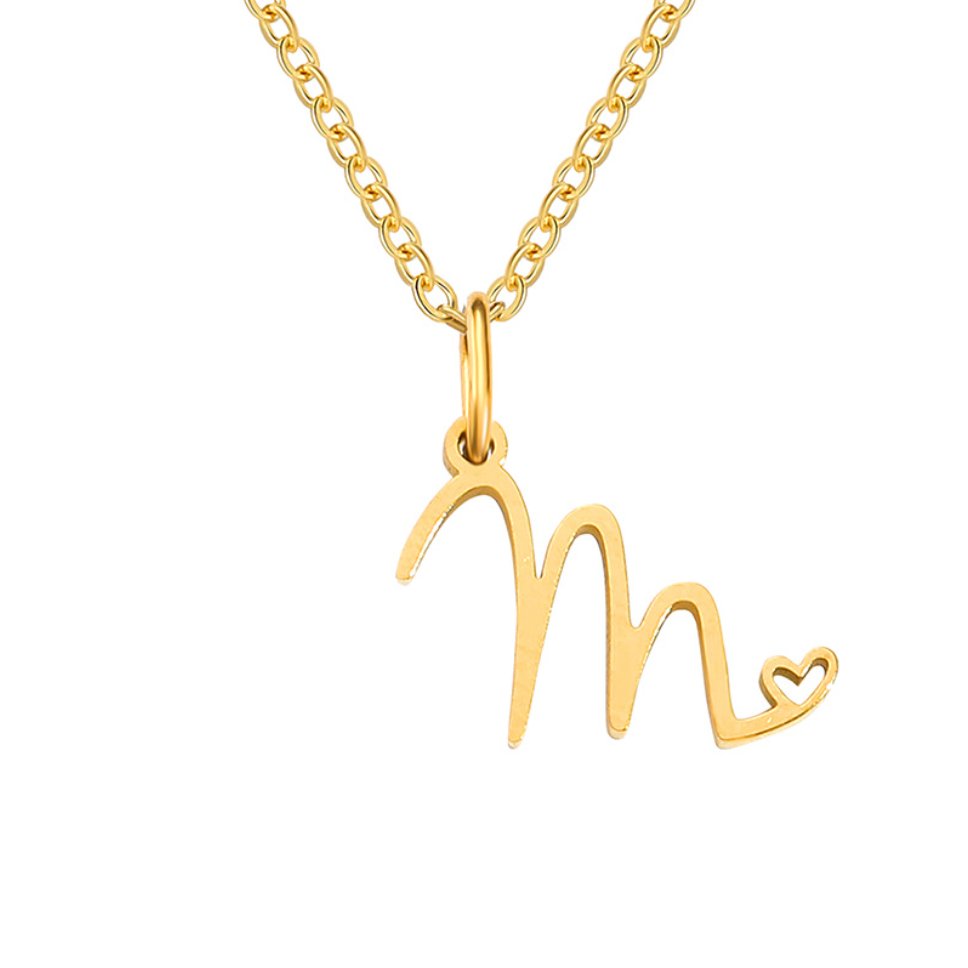 Colar Dourado com Coração e Letra