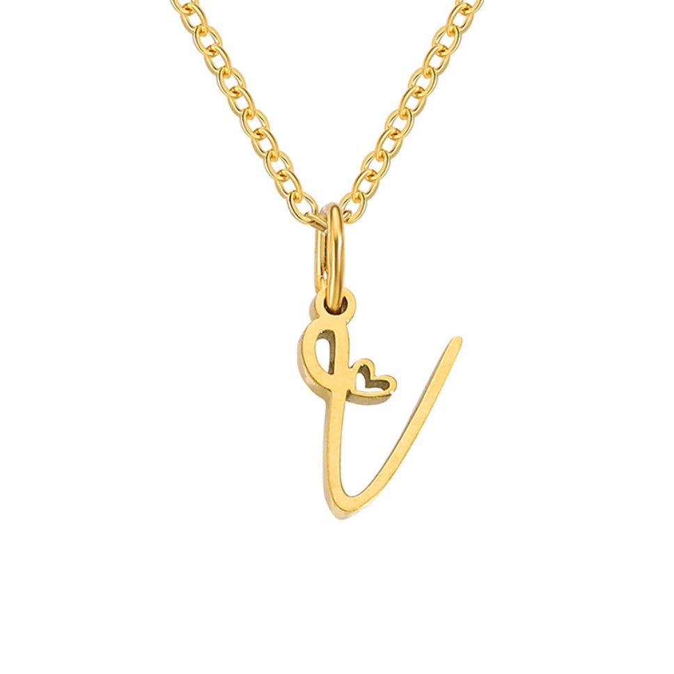 Colar Dourado com Coração e Letra