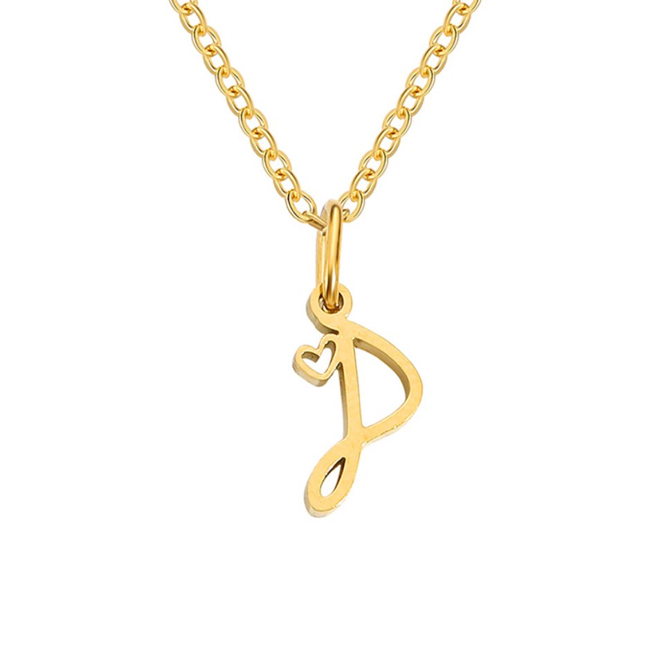 Colar Dourado com Coração e Letra