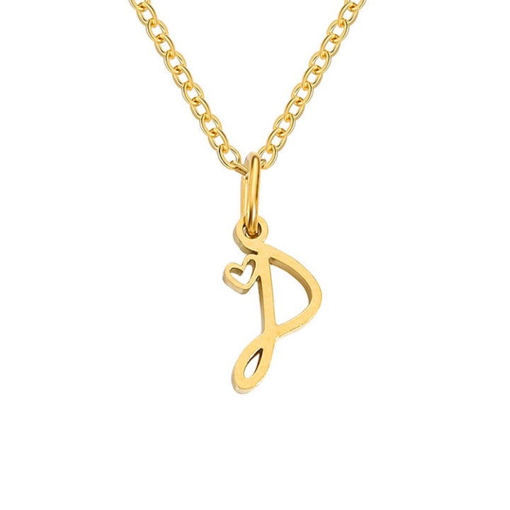 Colar Dourado com Coração e Letra