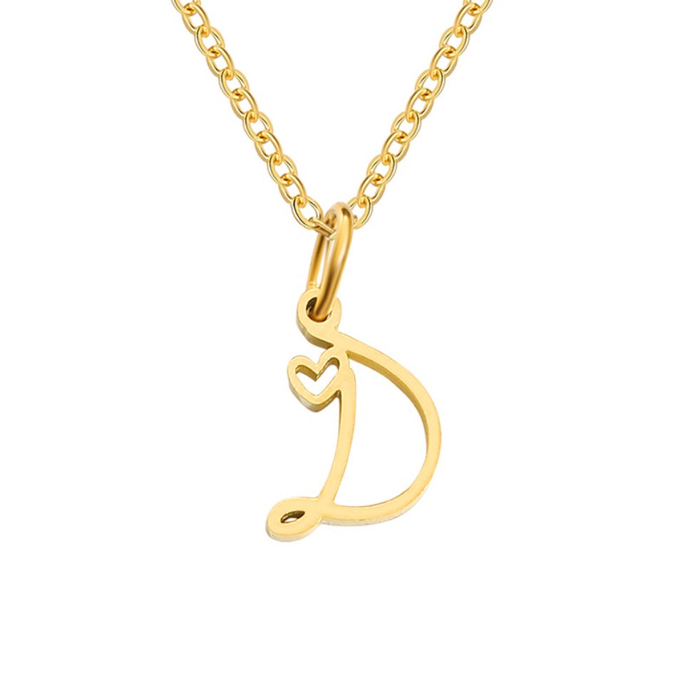 Colar Dourado com Coração e Letra