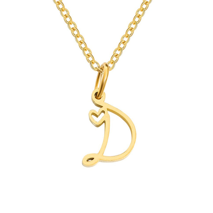 Colar Dourado com Coração e Letra