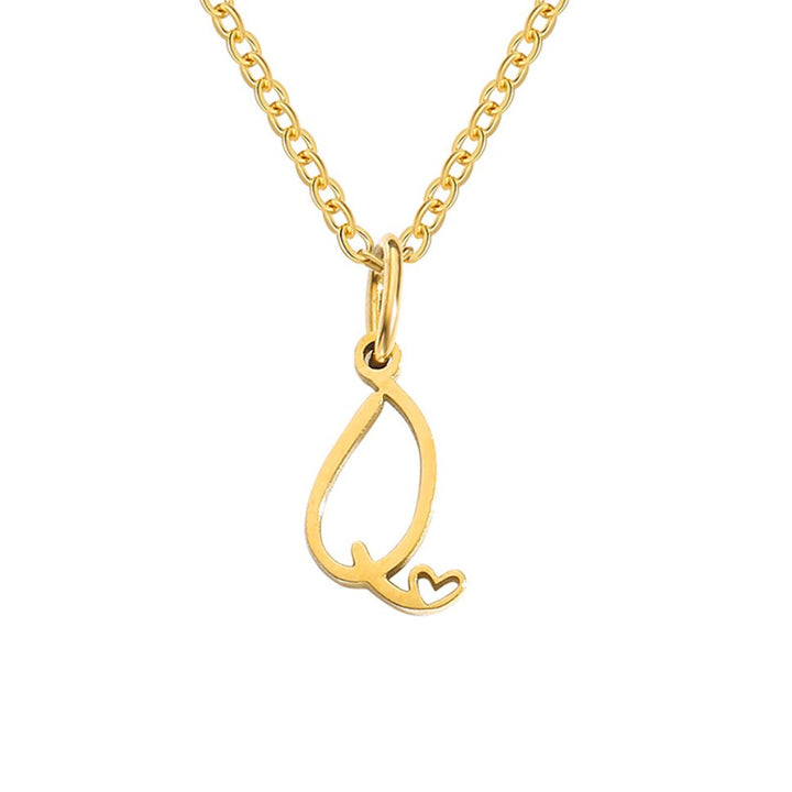 Colar Dourado com Coração e Letra