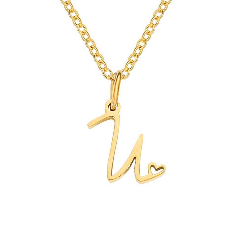 Colar Dourado com Coração e Letra