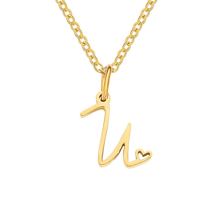 Colar Dourado com Coração e Letra