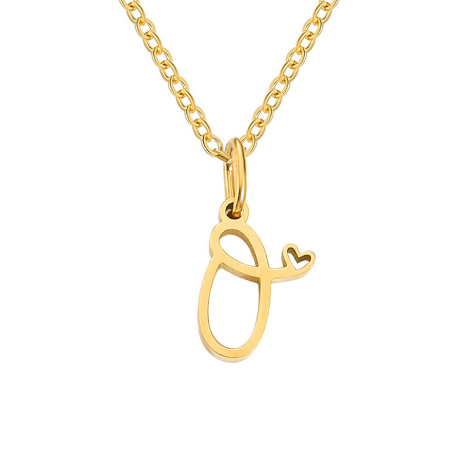 Colar Dourado com Coração e Letra