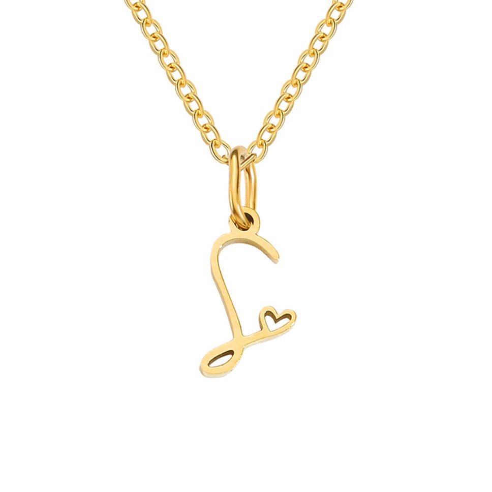 Colar Dourado com Coração e Letra