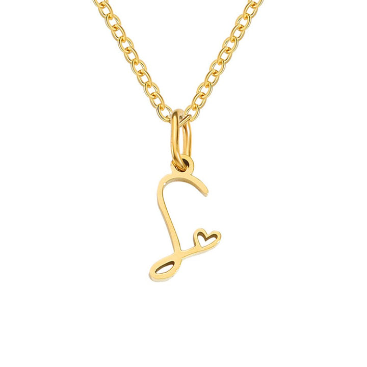 Colar Dourado com Coração e Letra