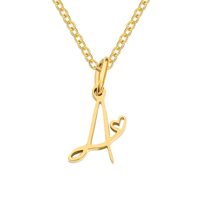 Colar Dourado com Coração e Letra