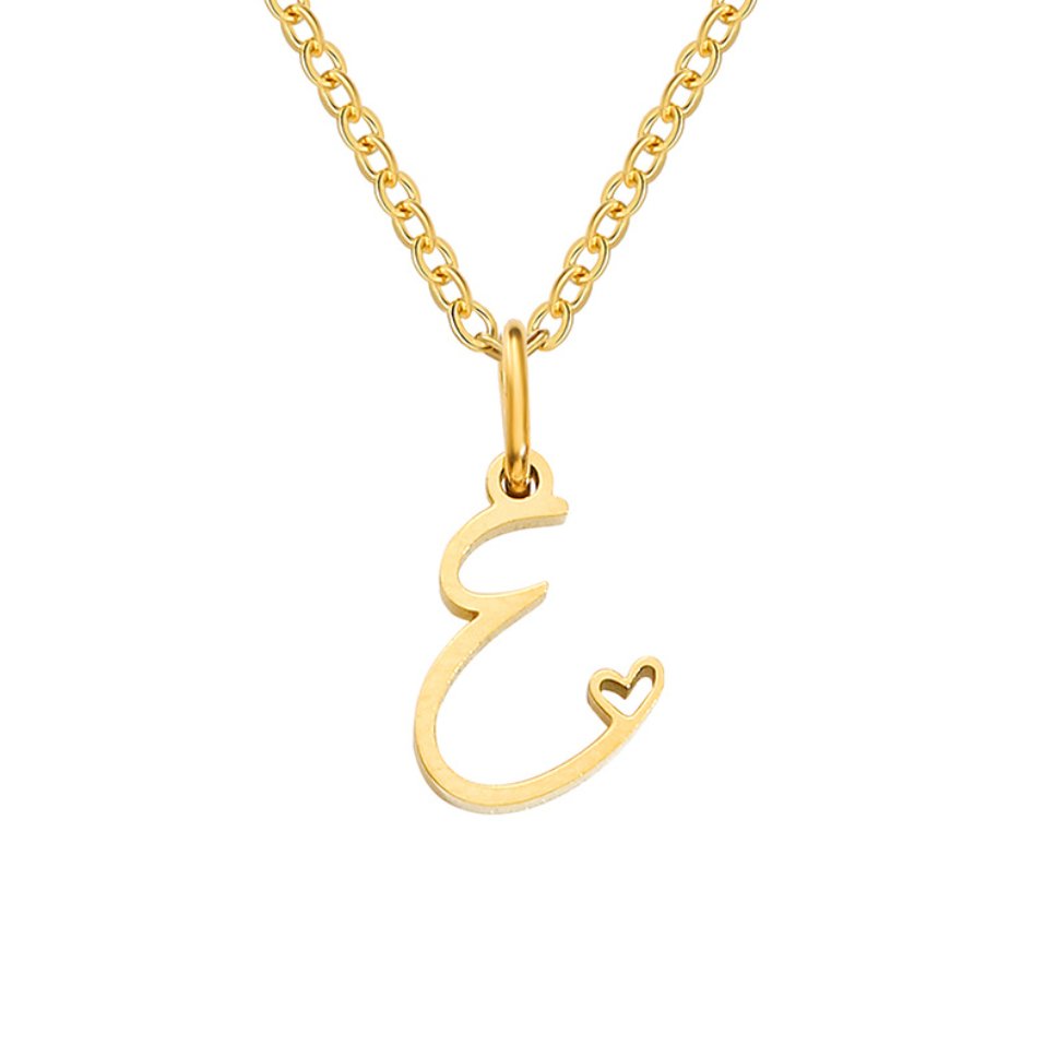 Colar Dourado com Coração e Letra