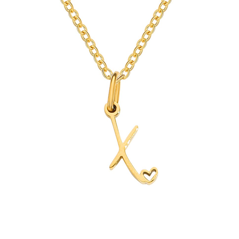 Colar Dourado com Coração e Letra