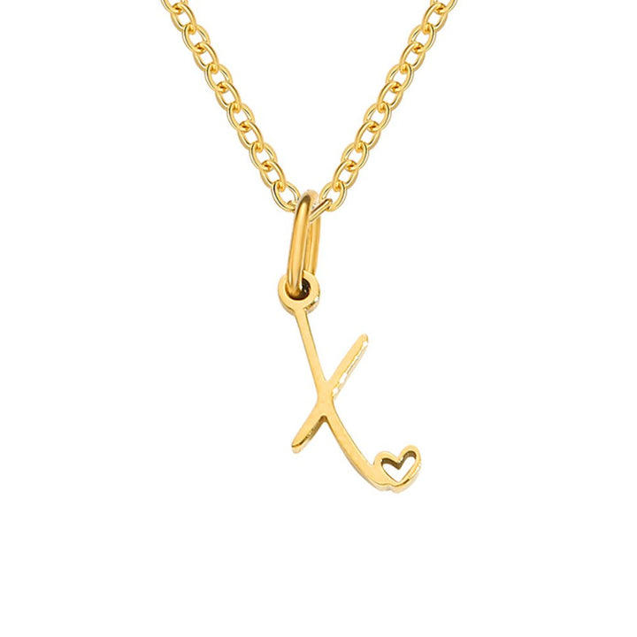 Colar Dourado com Coração e Letra