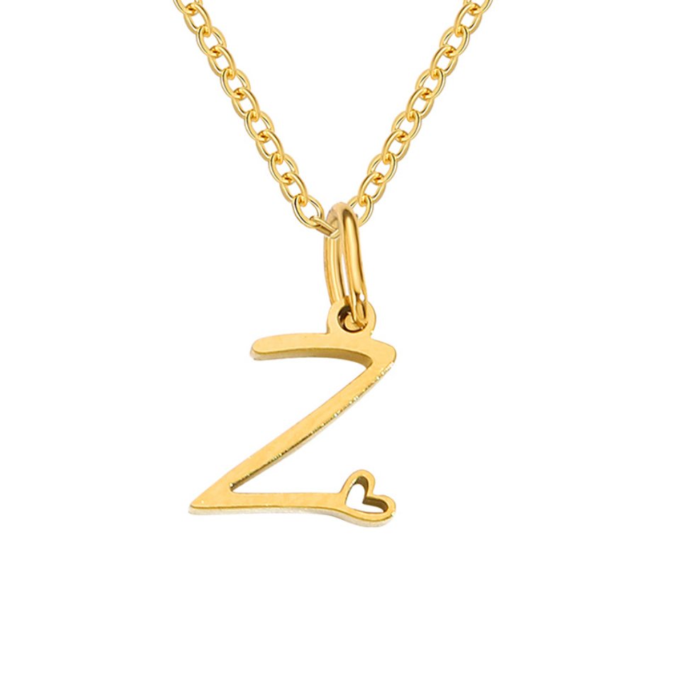 Colar Dourado com Coração e Letra