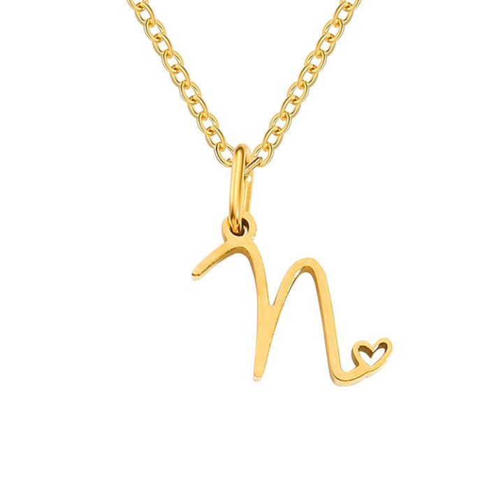 Colar Dourado com Coração e Letra