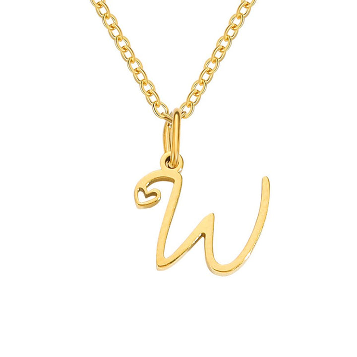 Colar Dourado com Coração e Letra