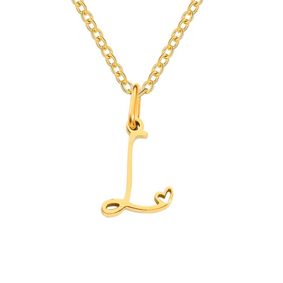 Colar Dourado com Coração e Letra