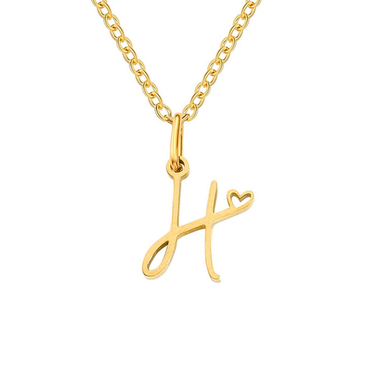 Colar Dourado com Coração e Letra