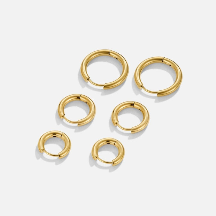 Conjunto de Três Mini Argolas Douradas