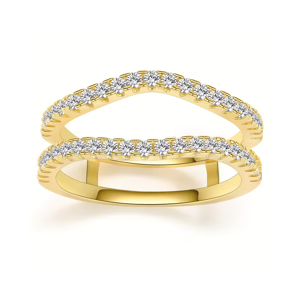 Anel Dourado Radiante e Elegante de Duas Camadas