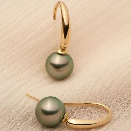 Brincos de Pérola Elegantes Verde-Azeitona