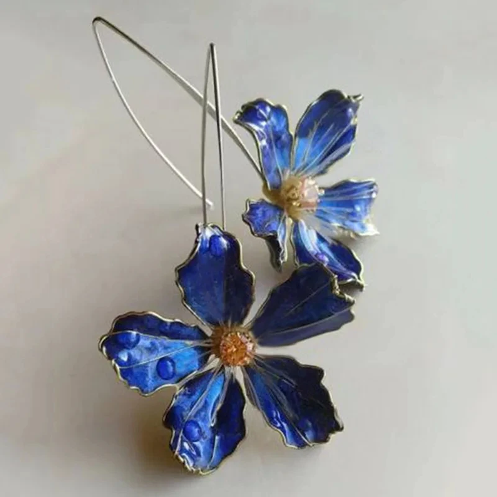 Brincos Vintage Azuis com Flor
