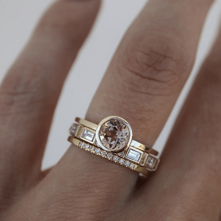 Conjunto de Anéis Hope – Ouro com Cristais Engastados