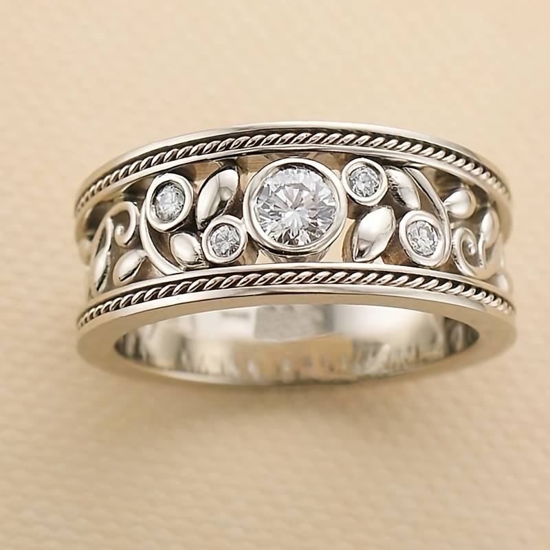 Anel Vintage Prateado Exclusivo com Zircónias