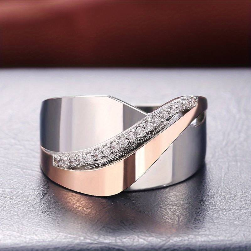 Anel Vintage em Ouro Rosa e Prata com Zircónias