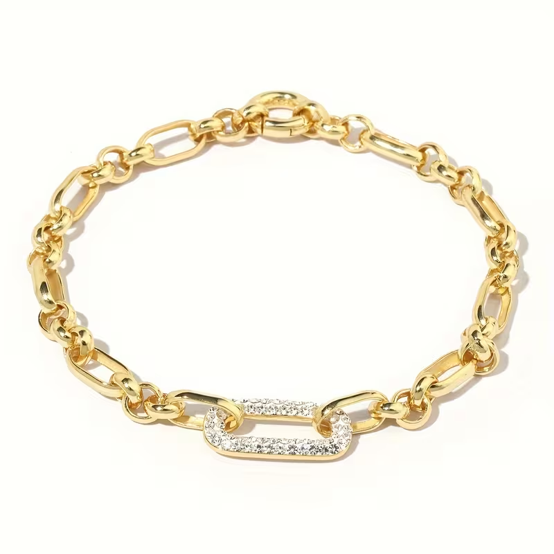 Pulseira Paperclip Dourada Radiante