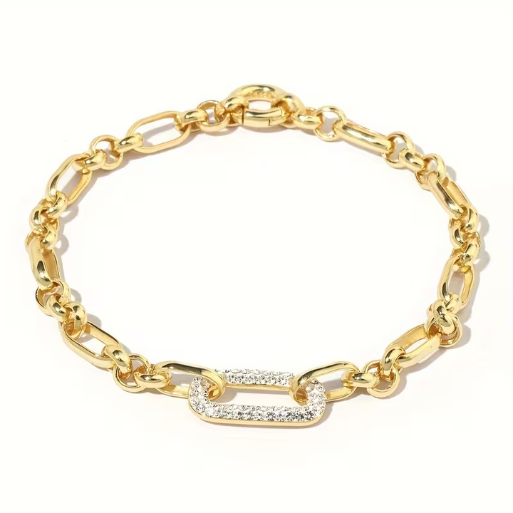 Pulseira Paperclip Dourada Radiante