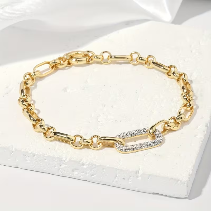 Pulseira Paperclip Dourada Radiante