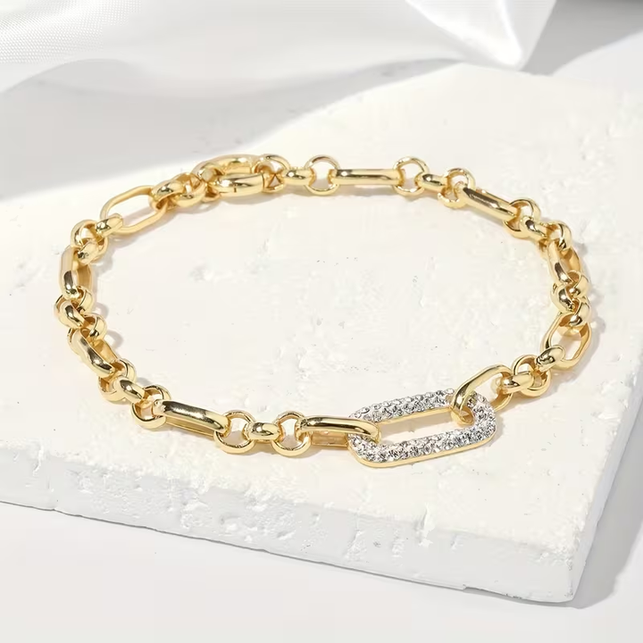 Pulseira Paperclip Dourada Radiante