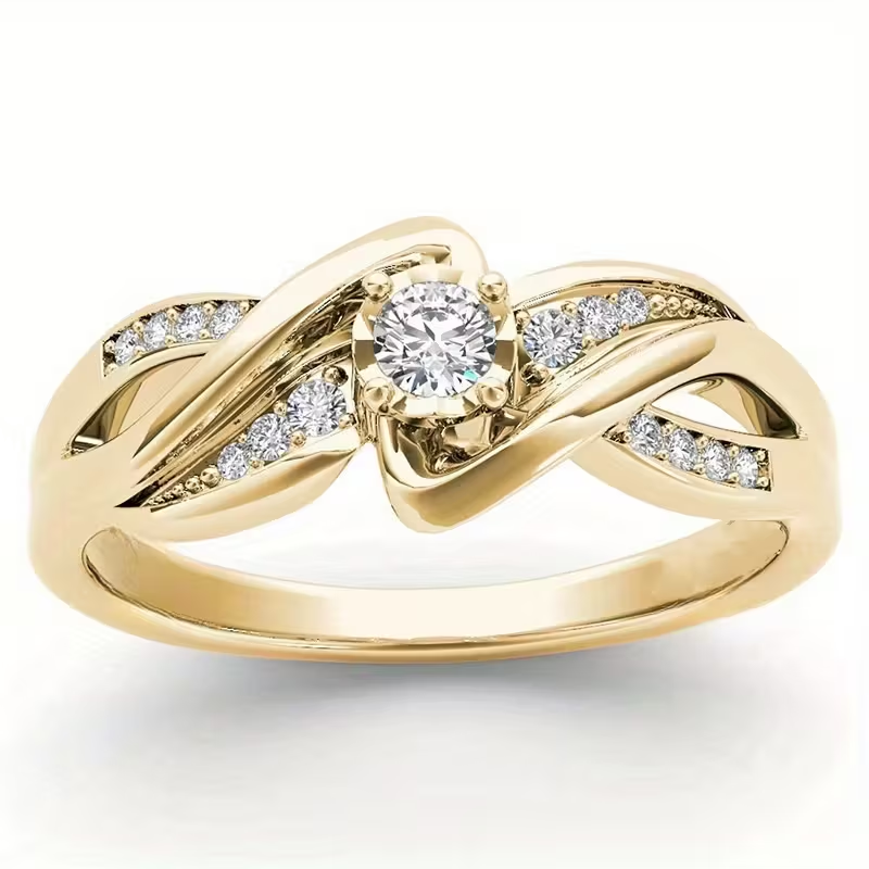 Anel Dourado de Luxo Elegante com Pedra