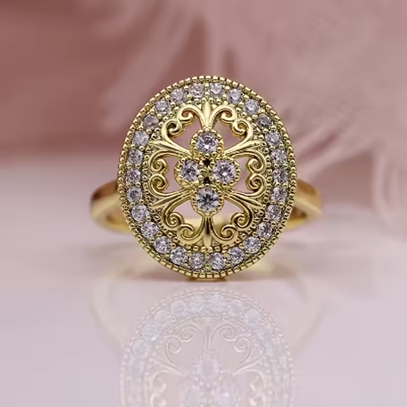 Anel com Auréola de Renda Blooming