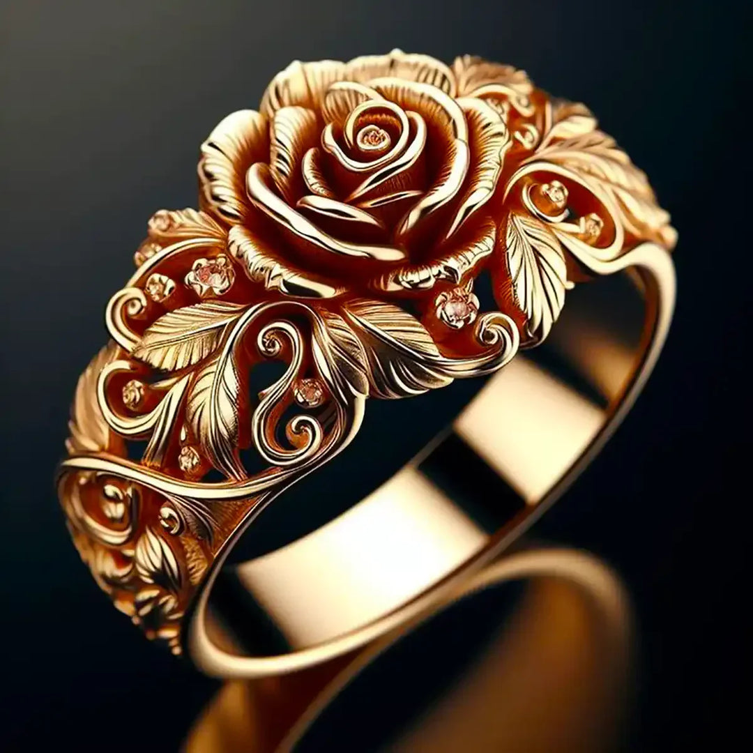 Anel Dourado com Flor