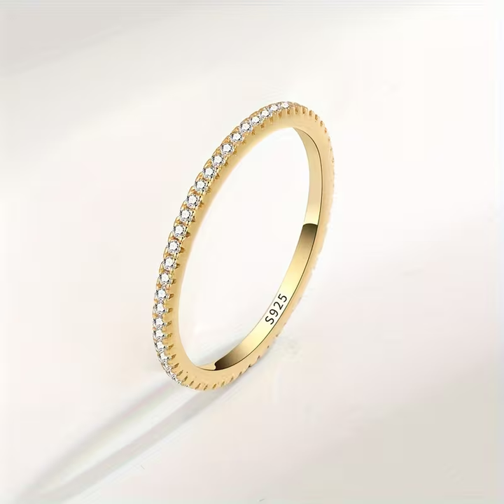Anel Dourado Gypsophila com Zircónias