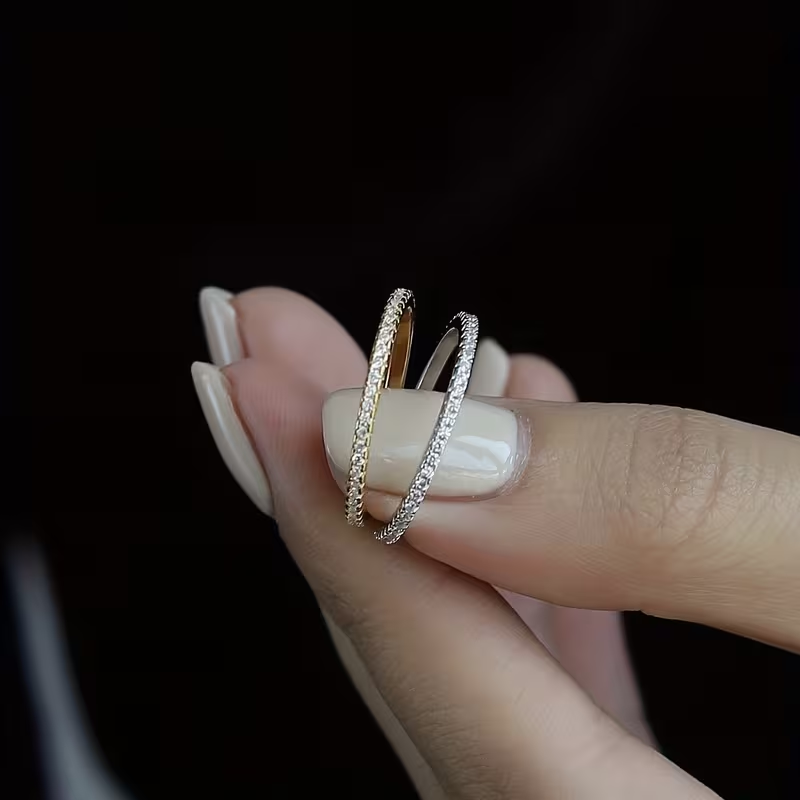 Anel Dourado Gypsophila com Zircónias